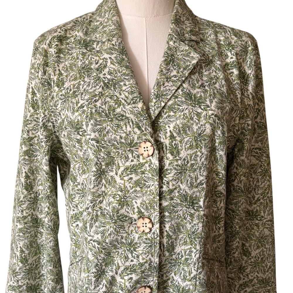 Christopher & Banks Green Botanical Leaf Print Stretch Blazer Jacket‎ Medium